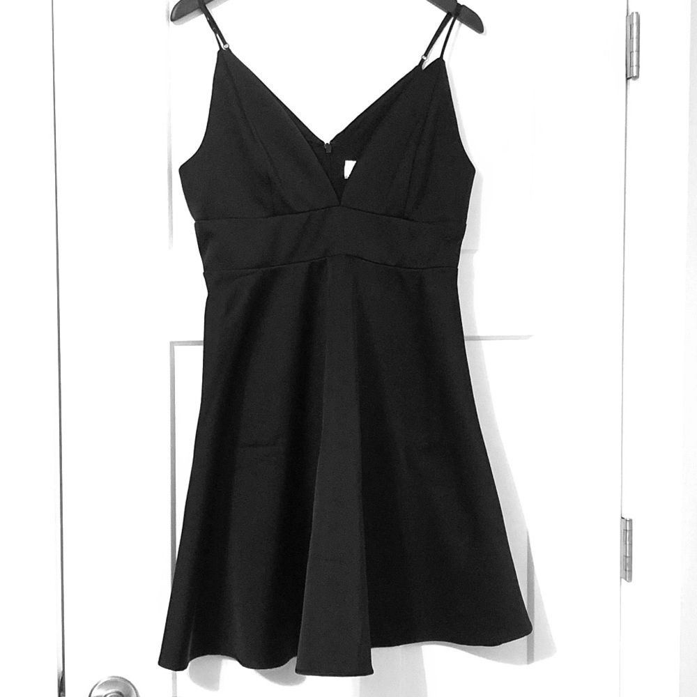 Black A-line Spaghetti Strap Dress
